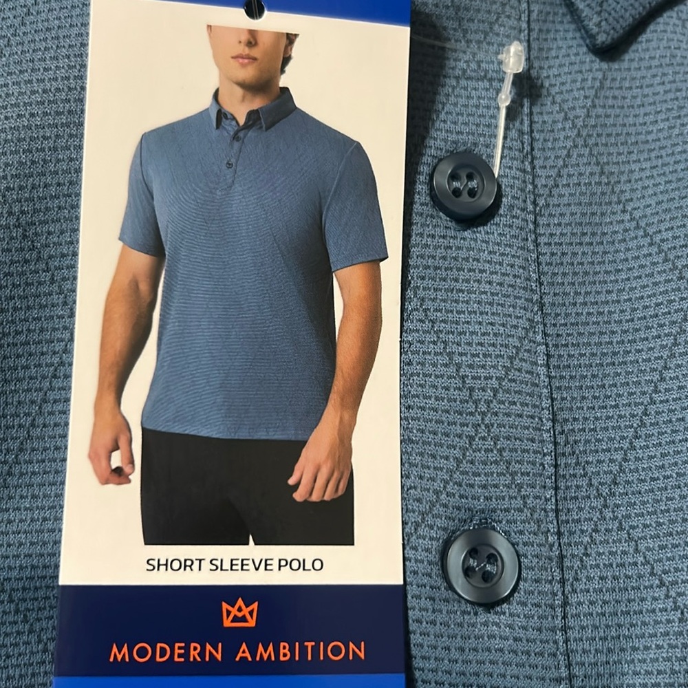 Modern ambition Men’s Polo Shirt stretch moisture wicking Blue L, XL NWT